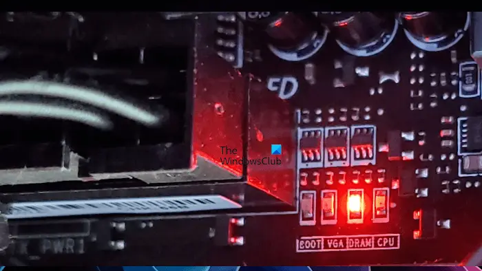 What is Red light and yellow light on motherboard?